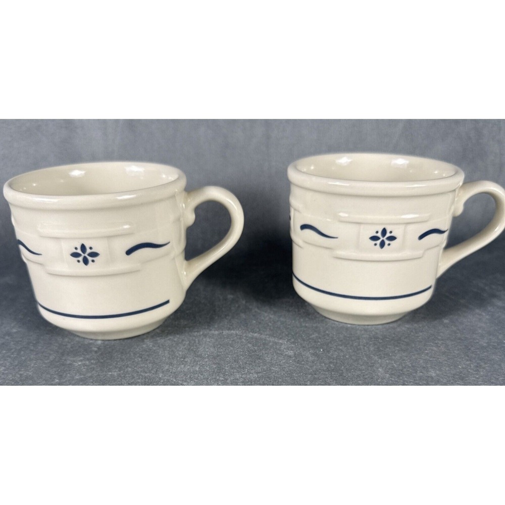 Longaberger Pottery Woven Traditions 8‎ oz Coffee Tea Cups Mugs Lot Of 2